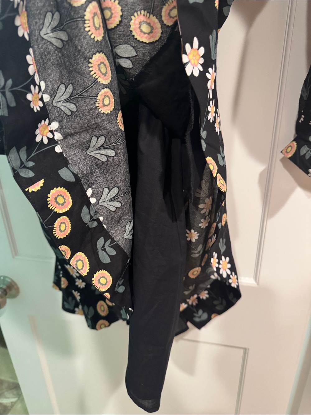 Boden Black Floral Long-Sleeve Tie-Waist Shirt Dress - Picture 8 of 9